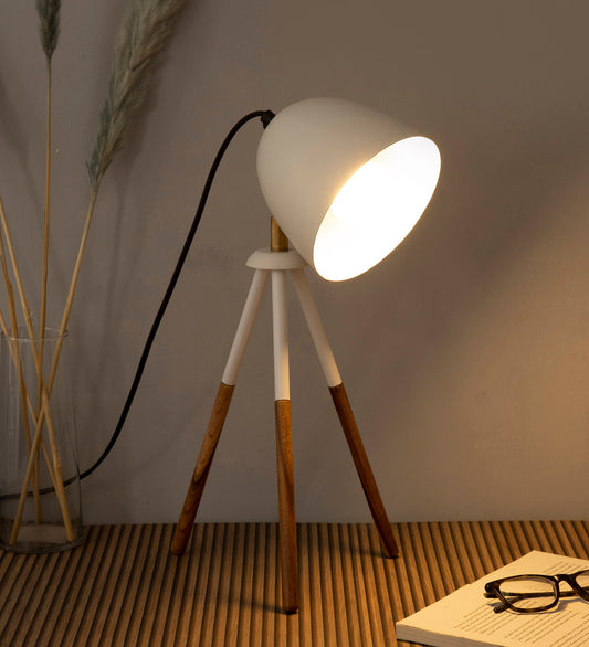 Teak Bud Desk Lamp White